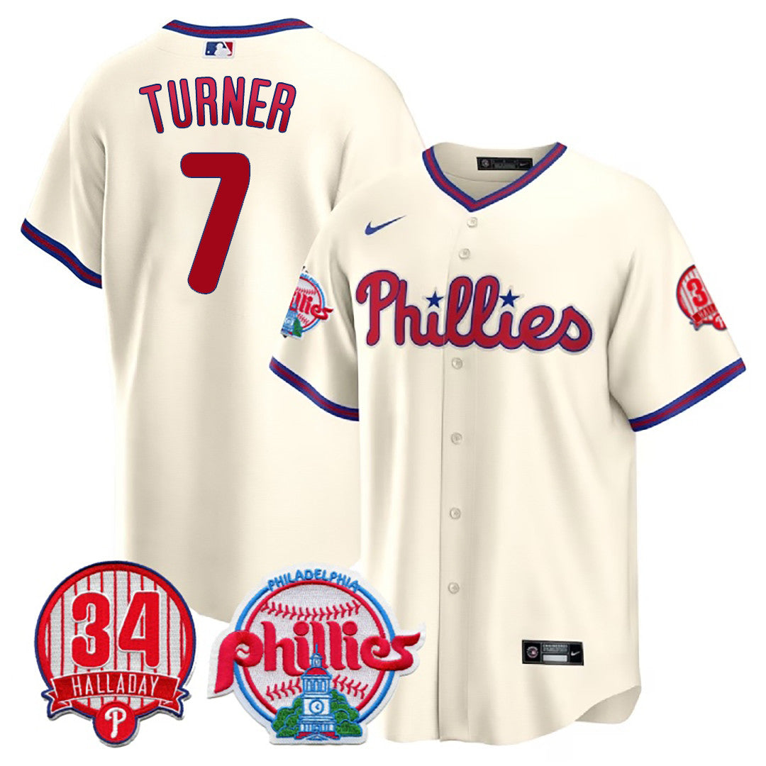 Men’s Philadelphia Roy Halladay Patch #34 Cool Base Jersey