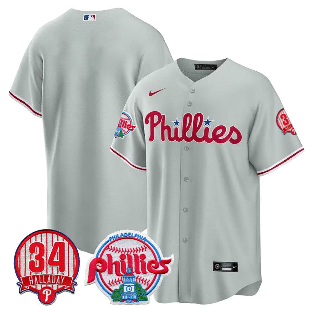 Men’s Philadelphia Roy Halladay Patch #34 Cool Base Jersey