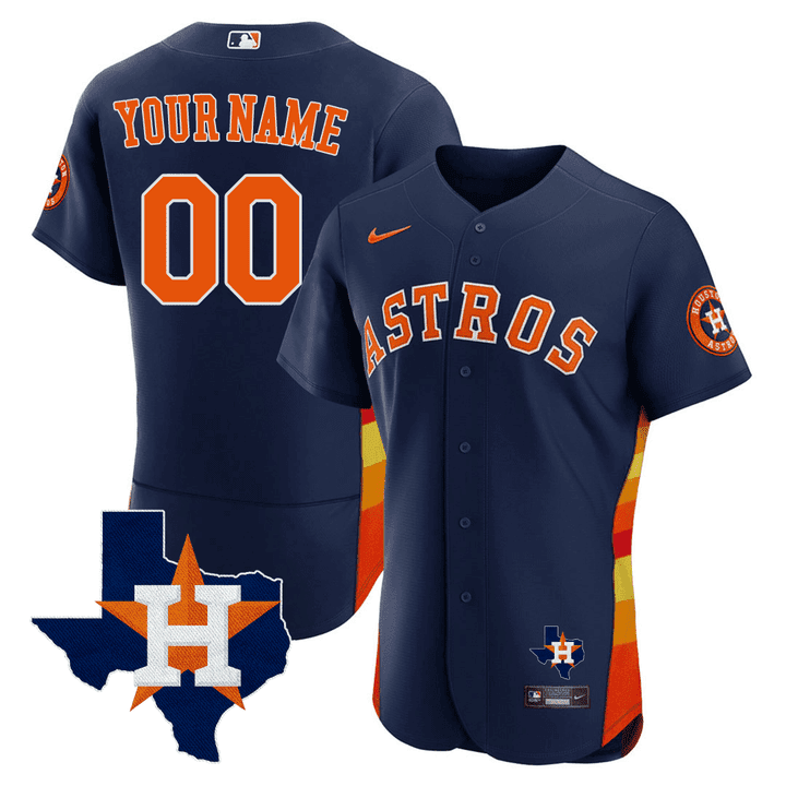 Houston Texas State Patch Custom Jersey – Navy