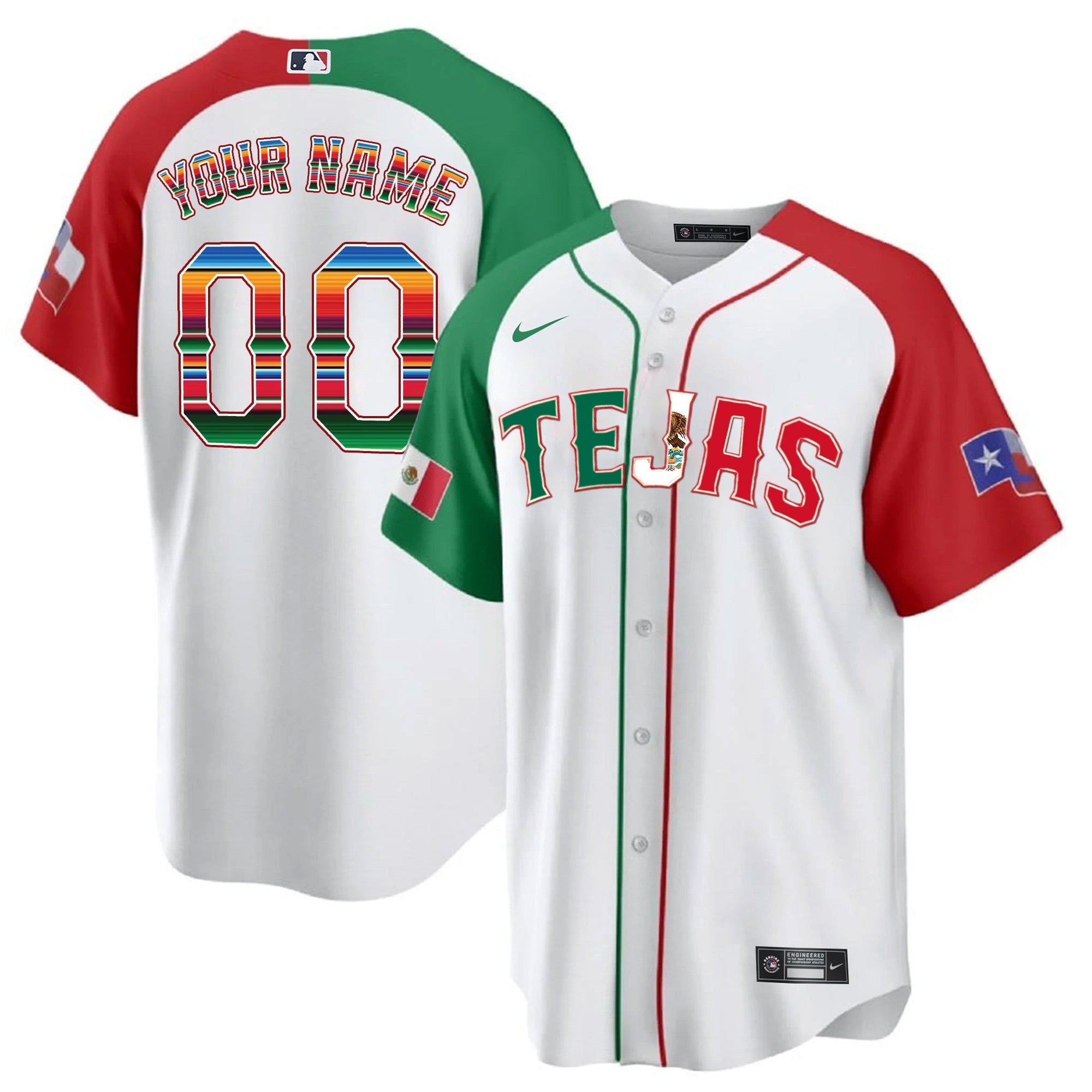 Texas Mexico Flag Custom Jersey