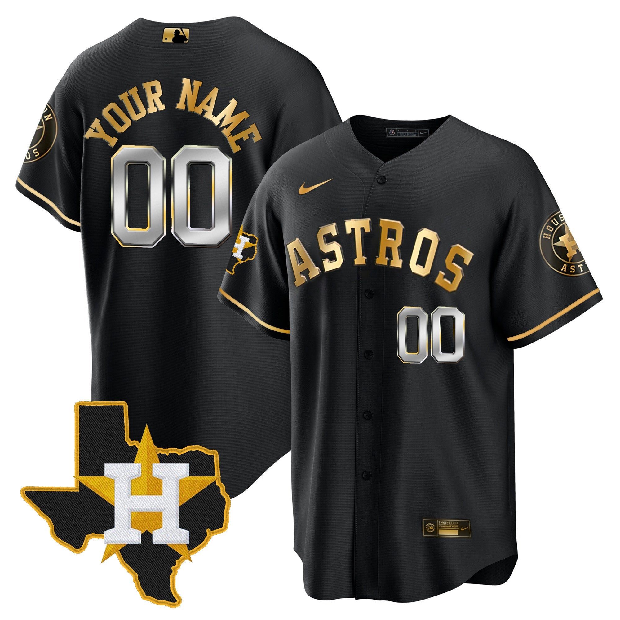 Houston 2024 Gold Custom Jersey – Texas Patch