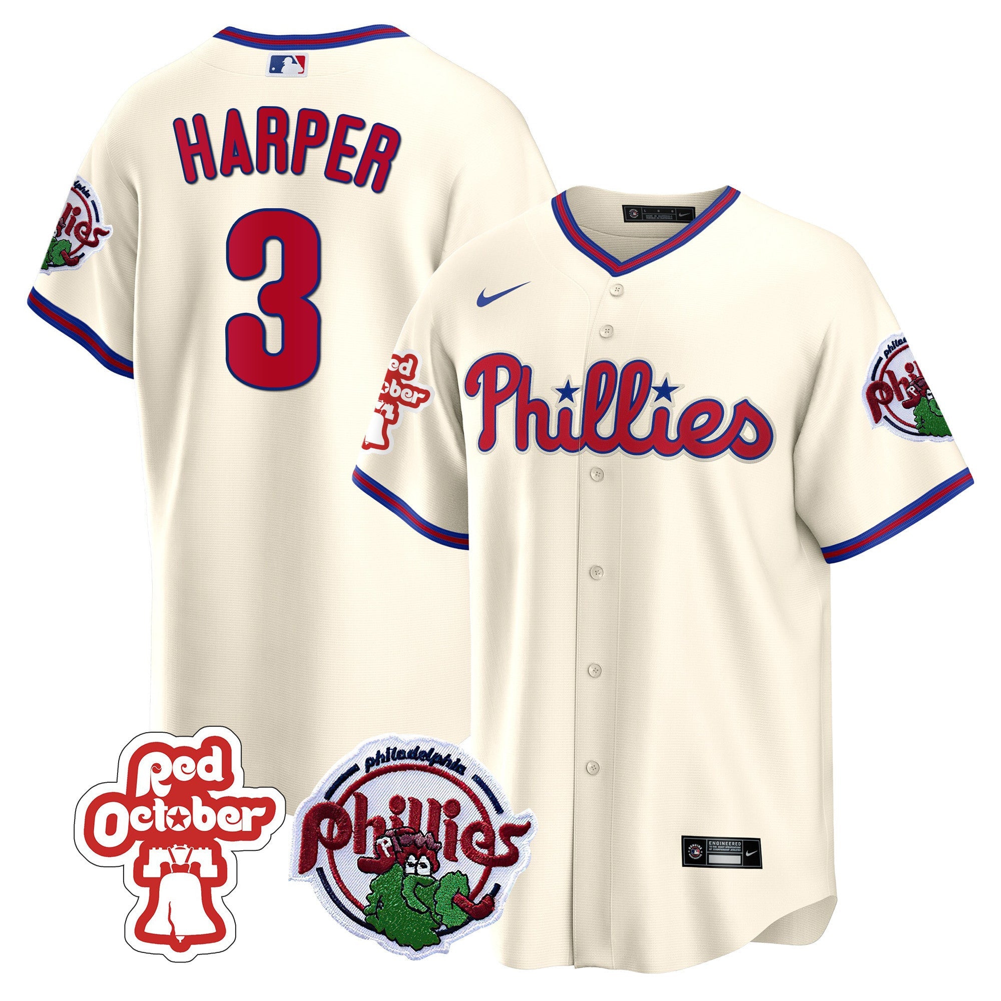 Men’s Philadelphia Red October Patch Cool Base Jersey