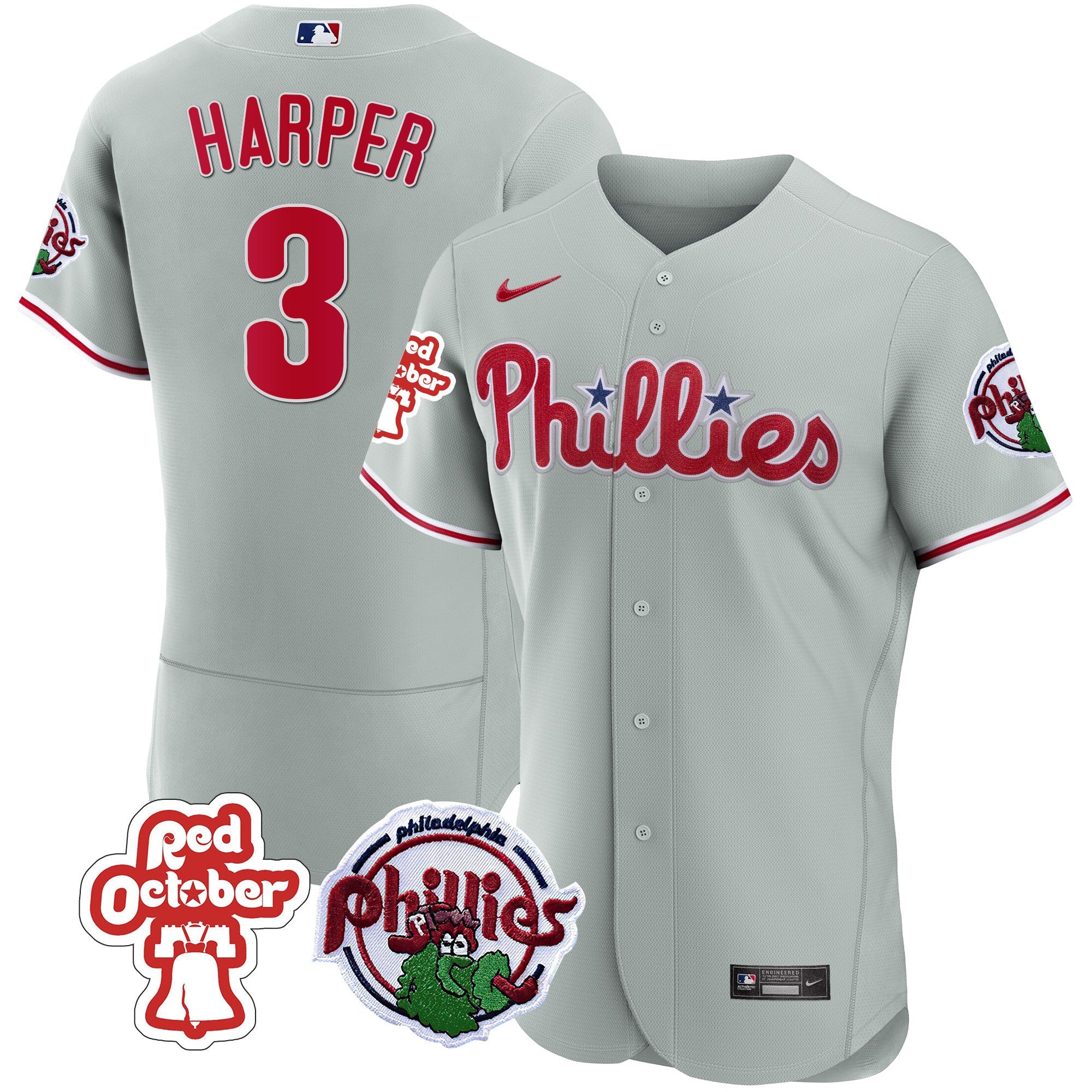 Men’s Philadelphia Red October Patch Flex Base Jersey