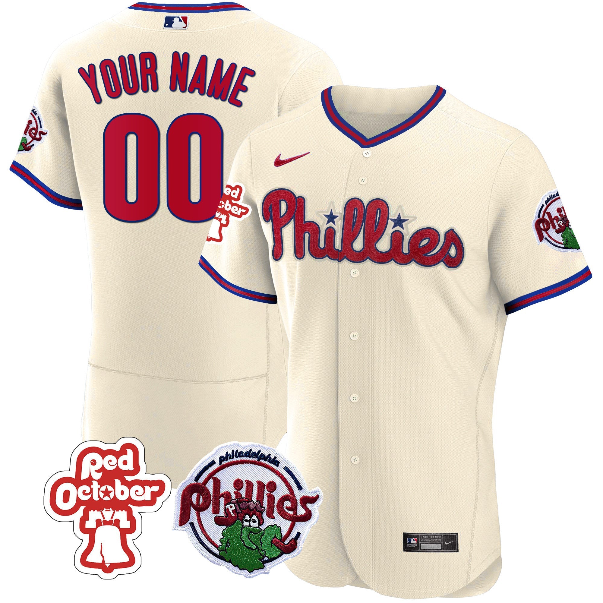 Philadelphia Red October Patch Custom Jersey
