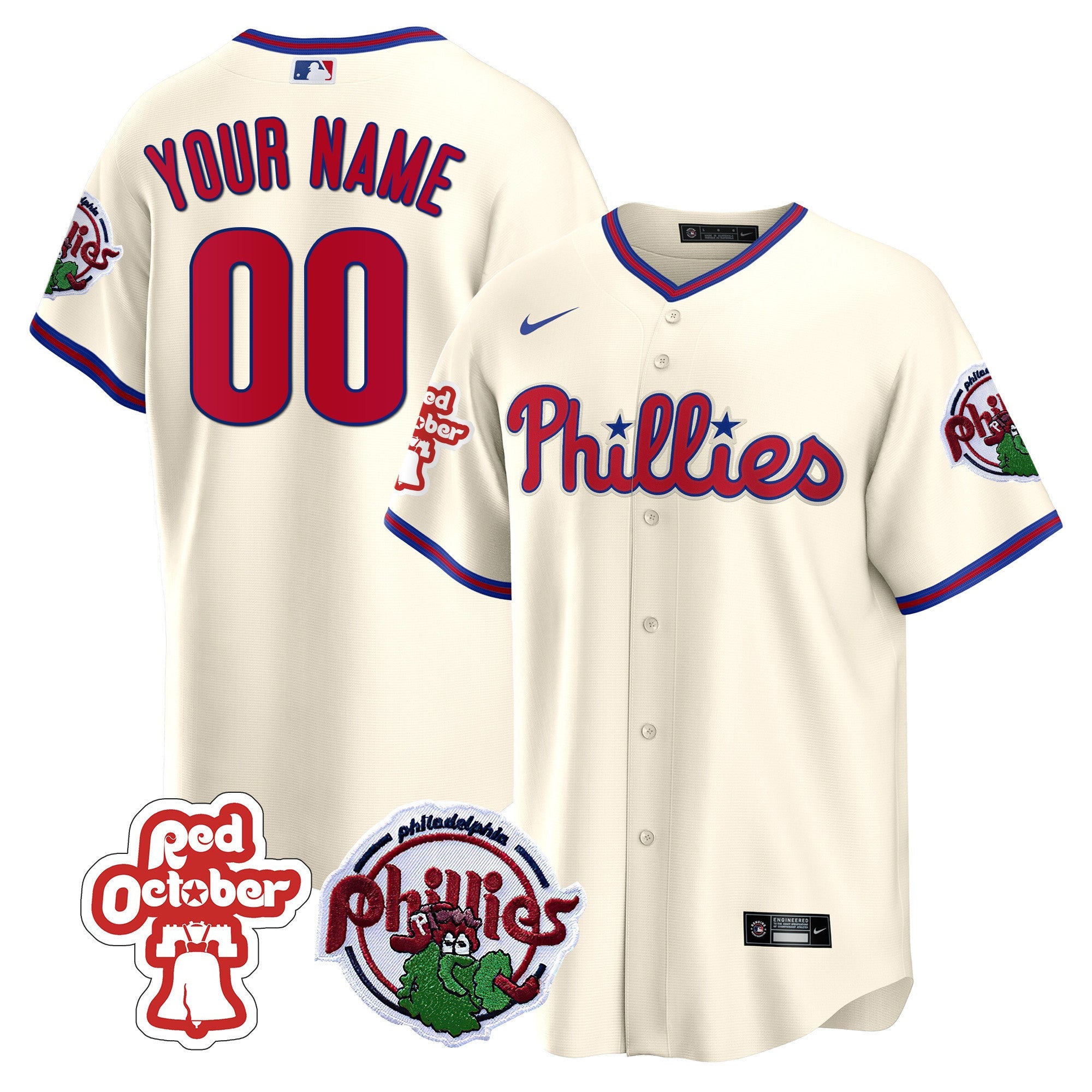 Philadelphia Red October Patch Custom Jersey
