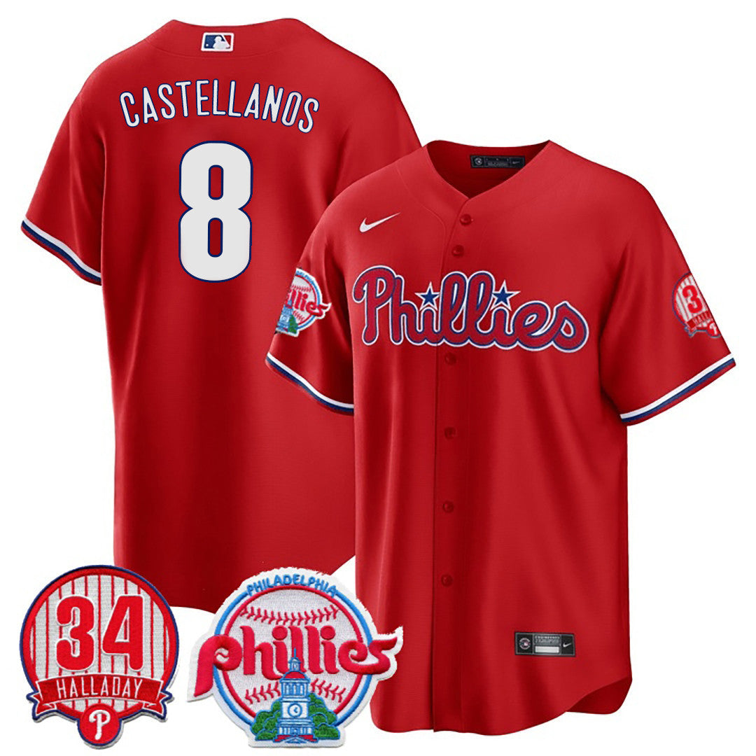 Men’s Philadelphia Roy Halladay Patch #34 Cool Base Jersey