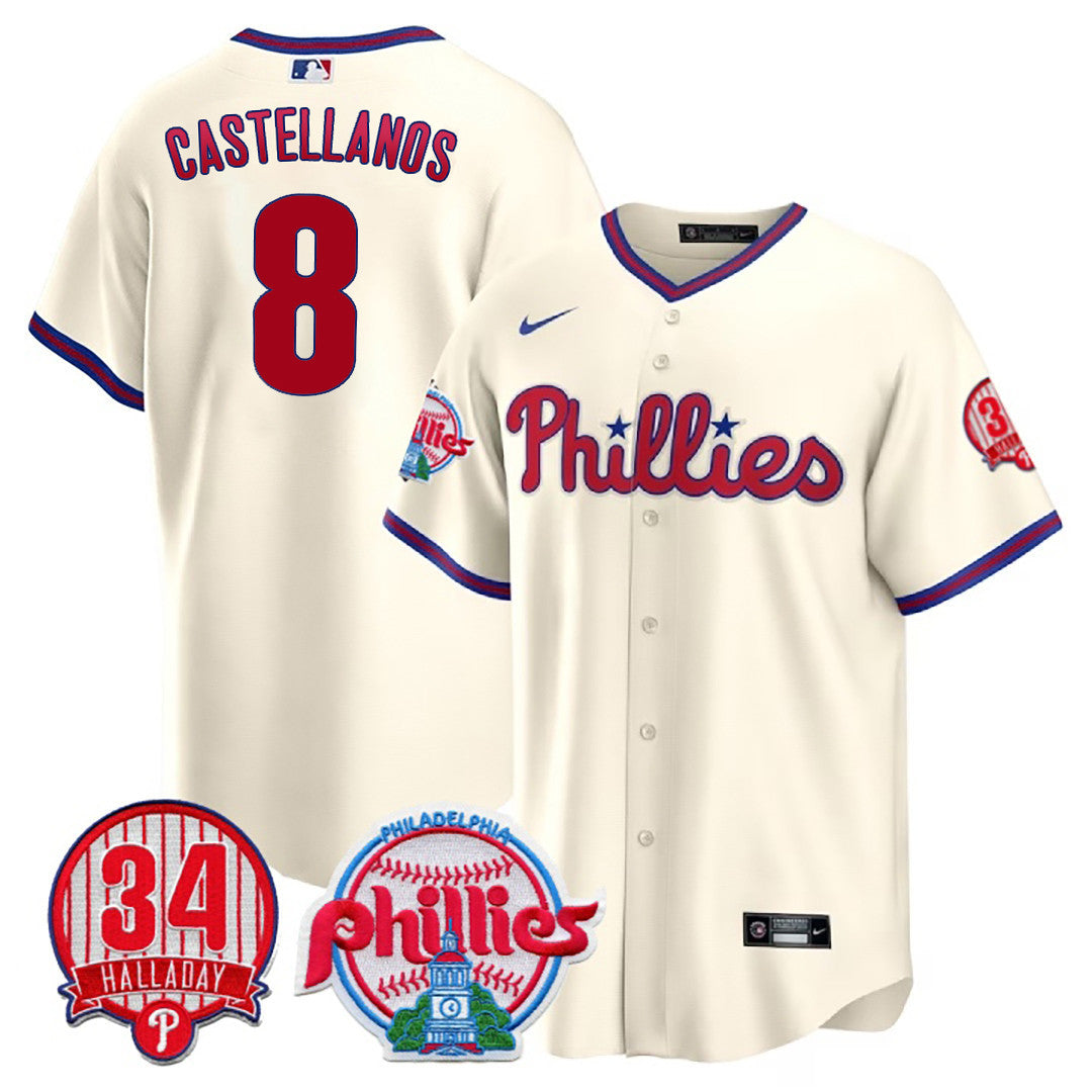 Men’s Philadelphia Roy Halladay Patch #34 Cool Base Jersey