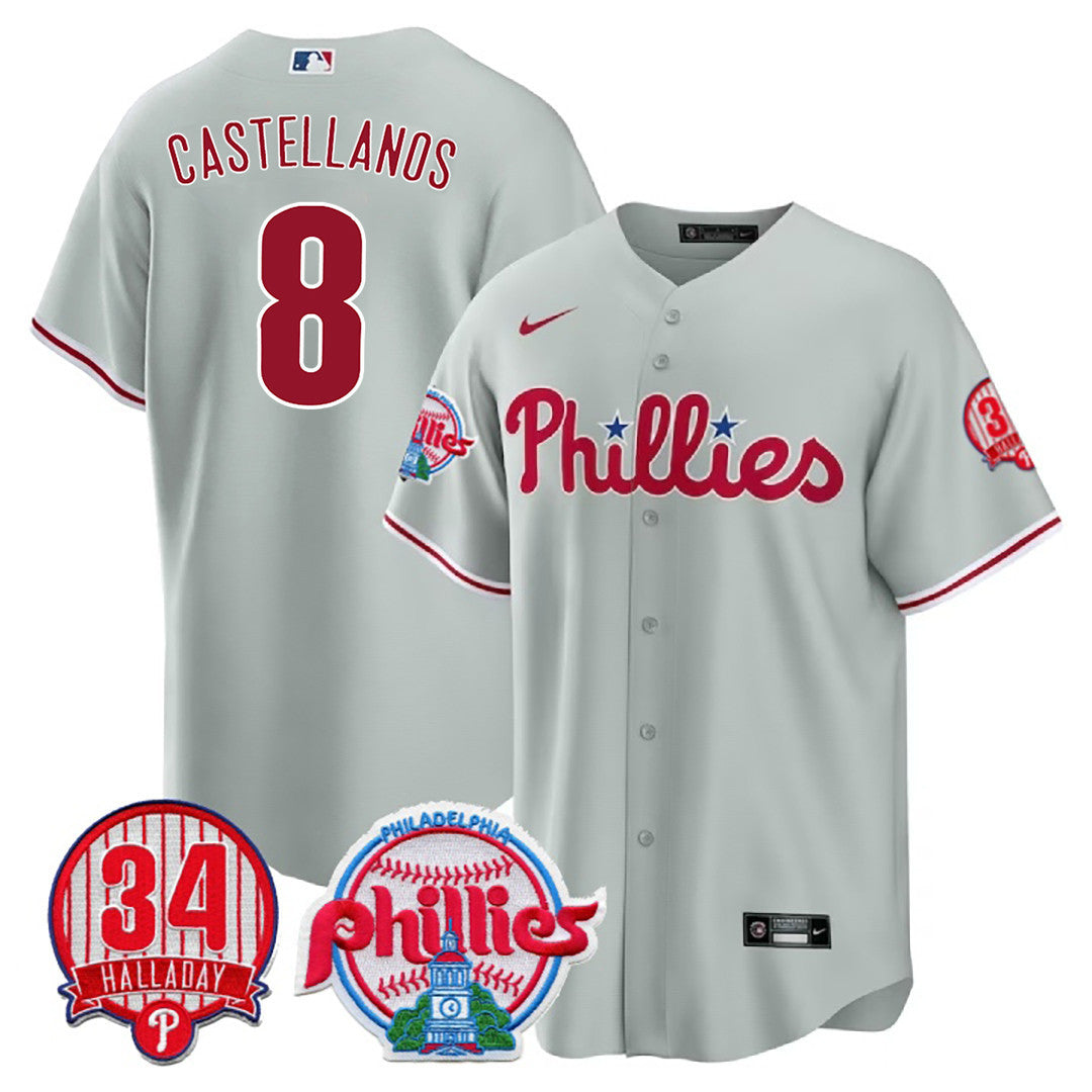 Men’s Philadelphia Roy Halladay Patch #34 Cool Base Jersey