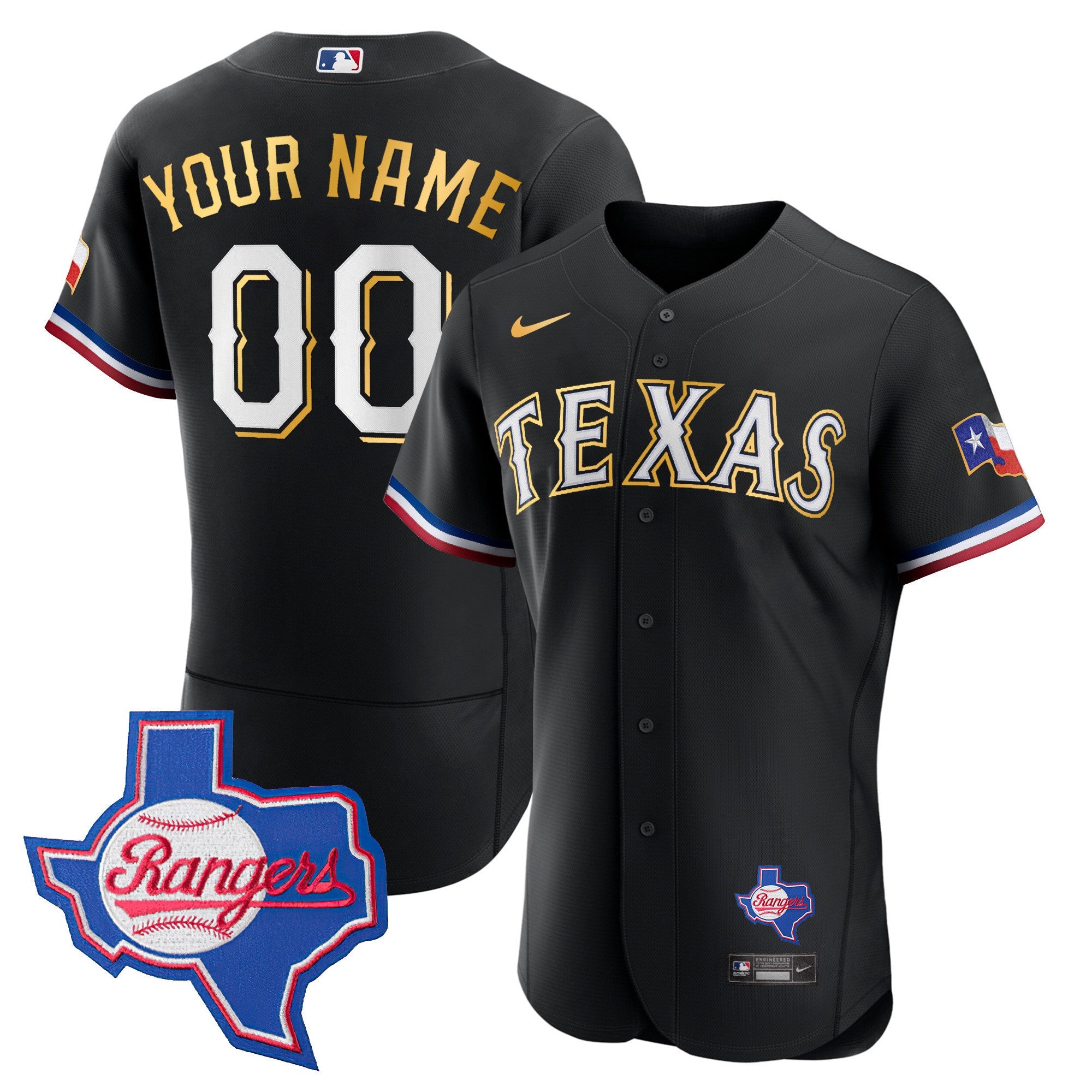 Texas Gold Trim Flex Base Custom Jersey – Texas Patch