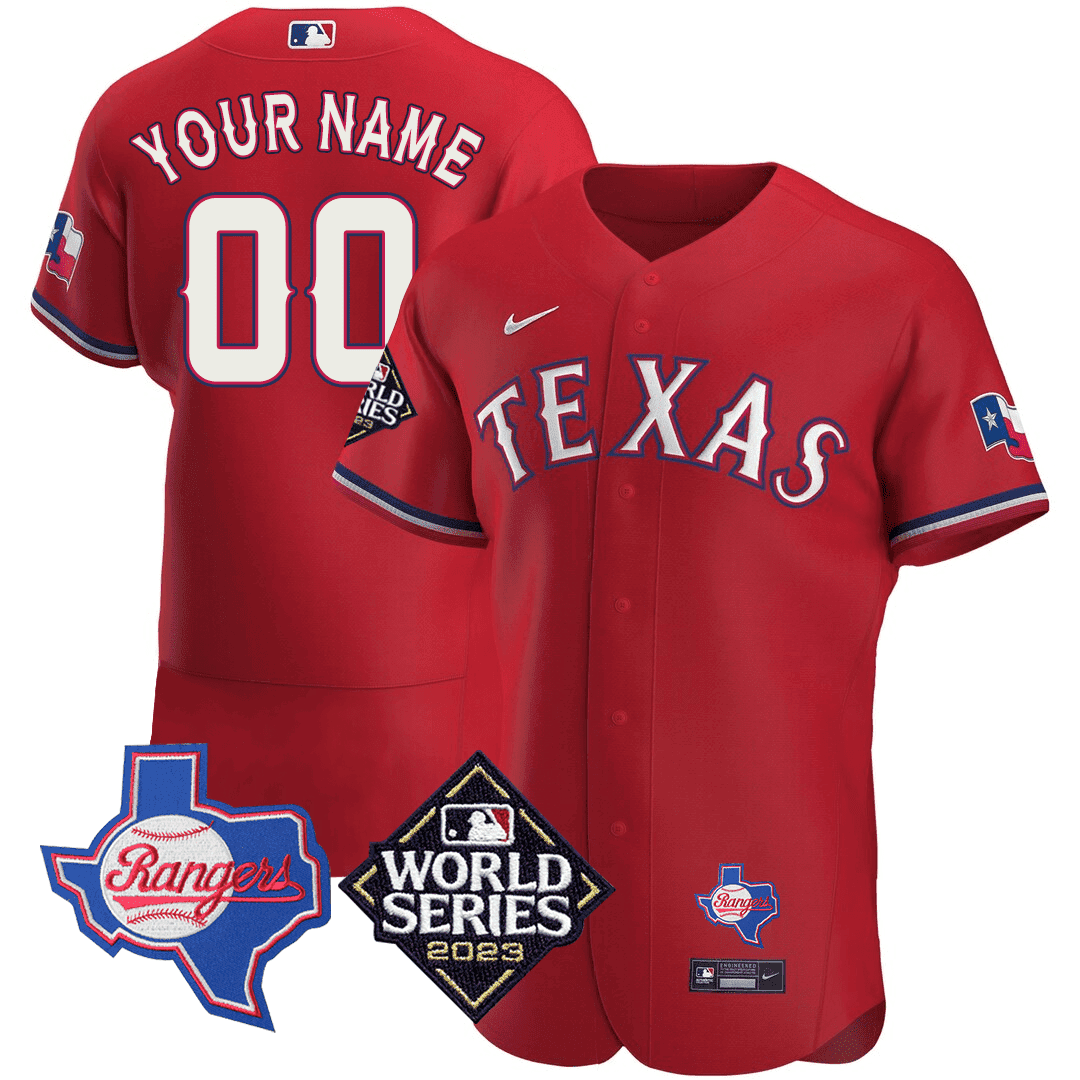Texas Texas State & 2023 World Series Patch Custom Jersey
