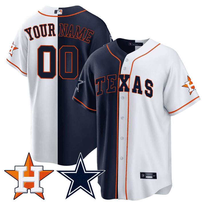 Split Astros – Cool Base Custom Jersey