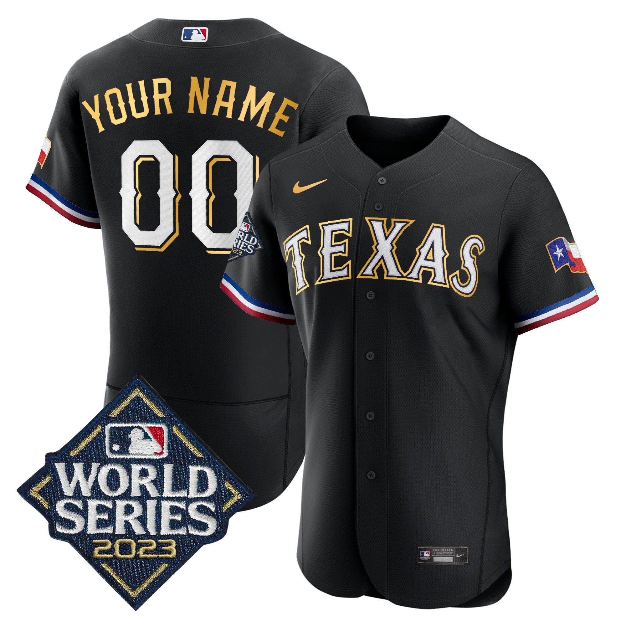 Texas 2023 World Series Flex Base Gold Trim Custom Jersey