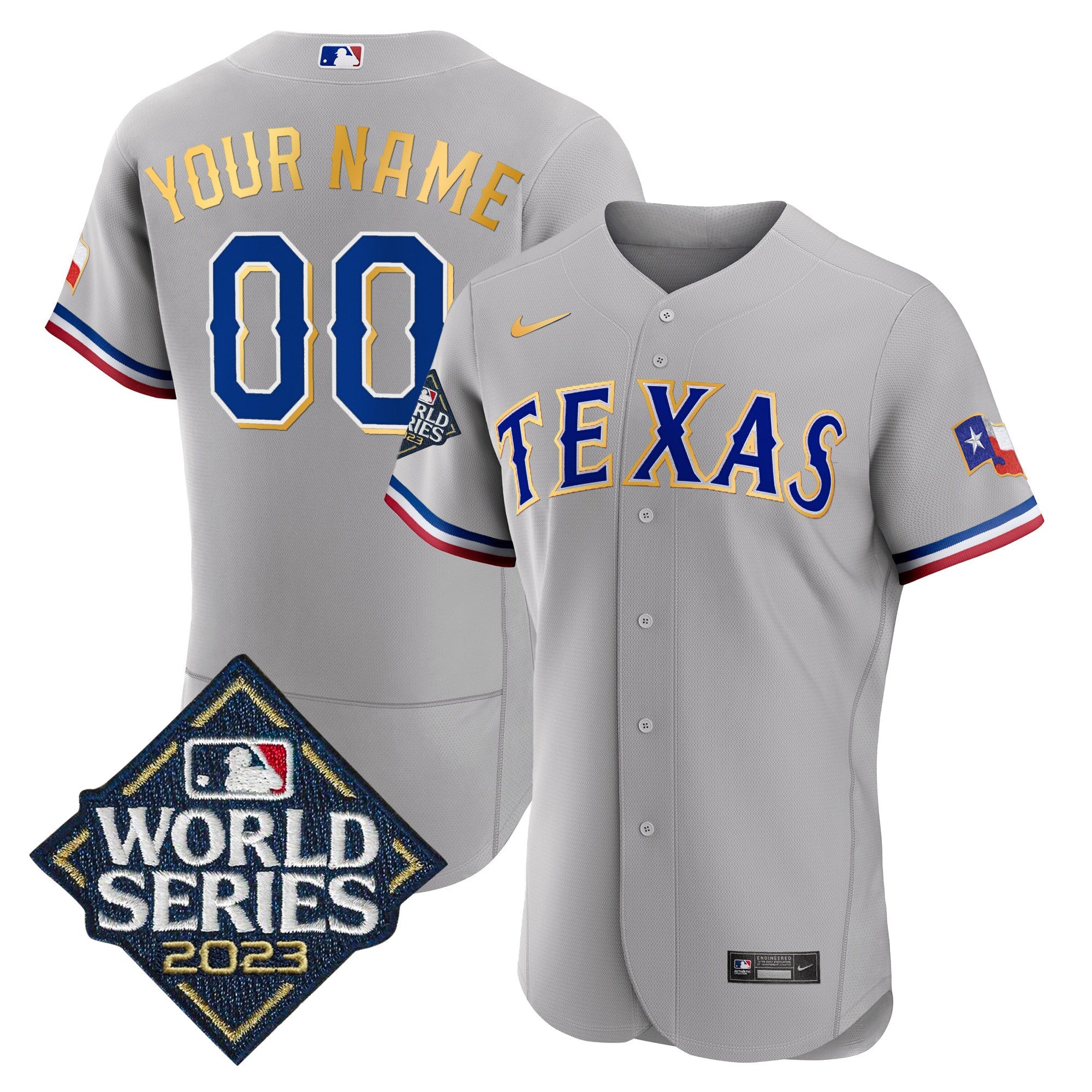 Texas 2023 World Series Flex Base Gold Trim Custom Jersey