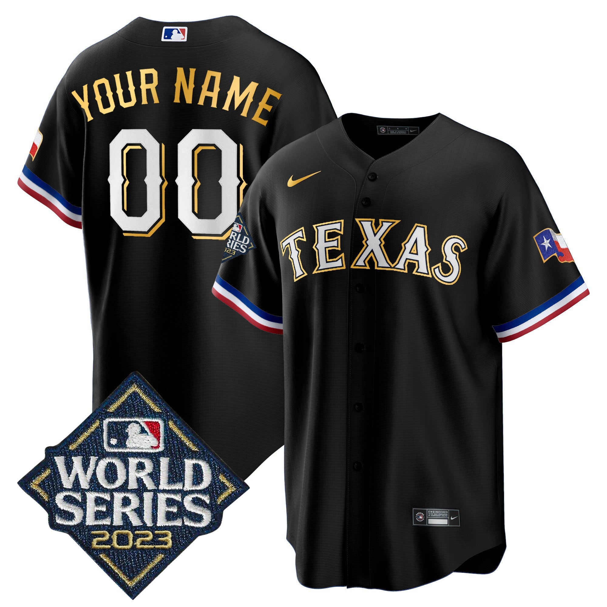 Texas 2023 World Series Cool Base Gold Trim Custom Jersey