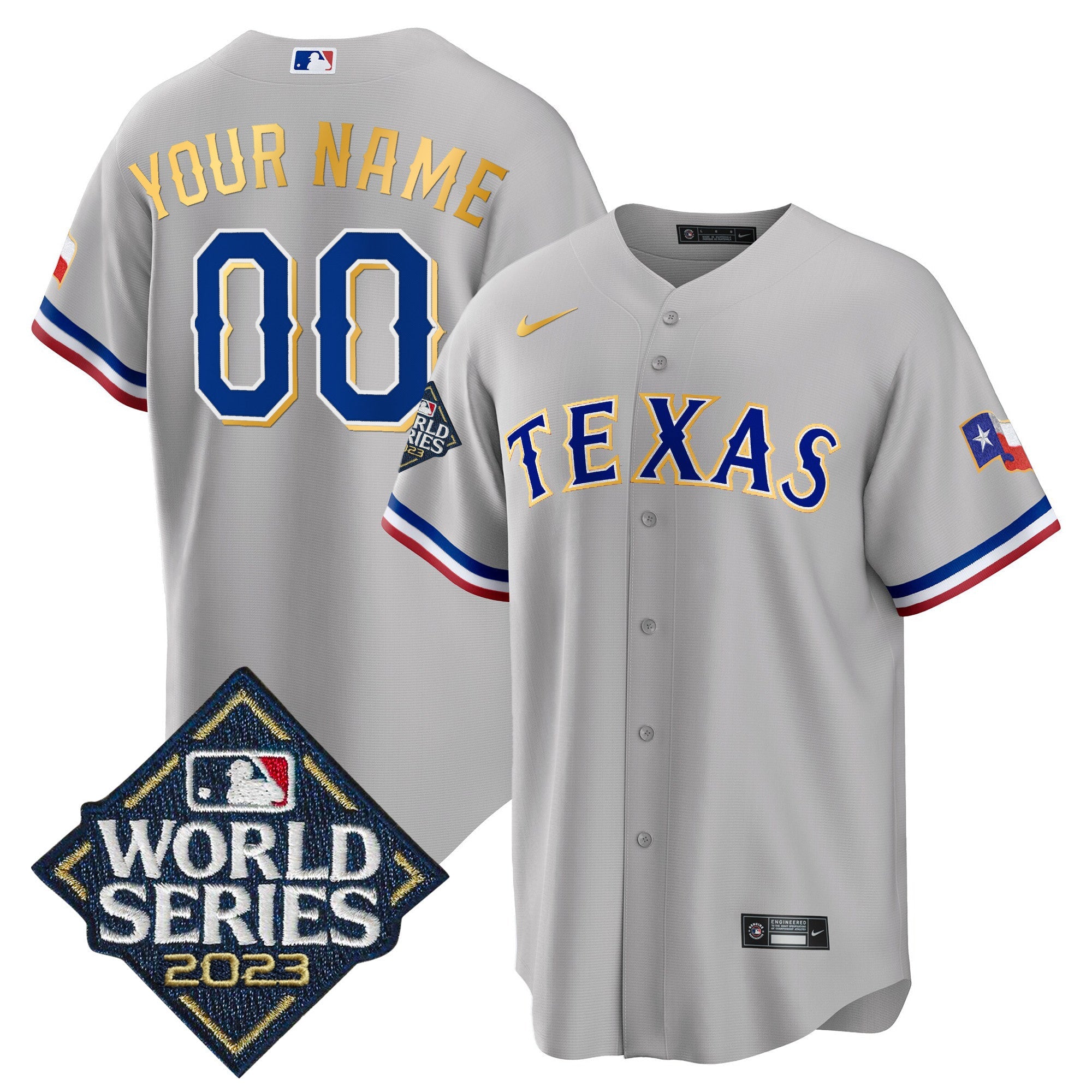 Texas 2023 World Series Cool Base Gold Trim Custom Jersey