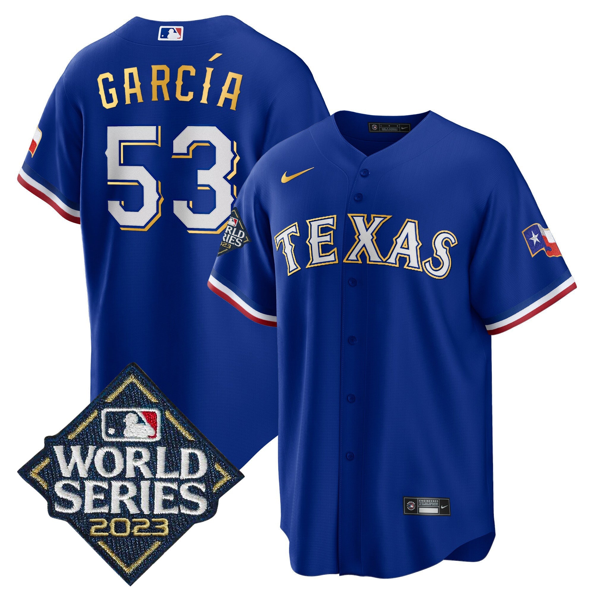 Men’s Texas 2023 World Series Cool Base Gold Trim Jersey