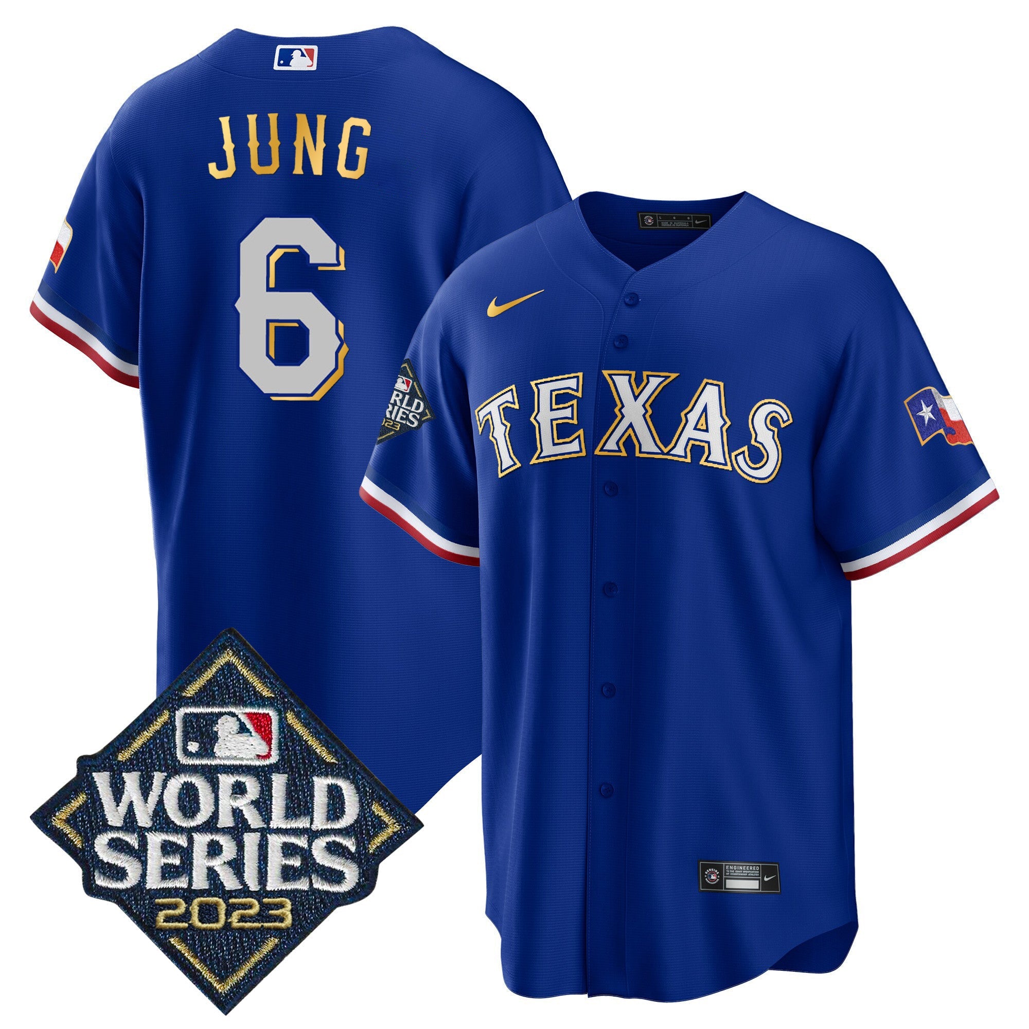 Men’s Texas 2023 World Series Cool Base Gold Trim Jersey