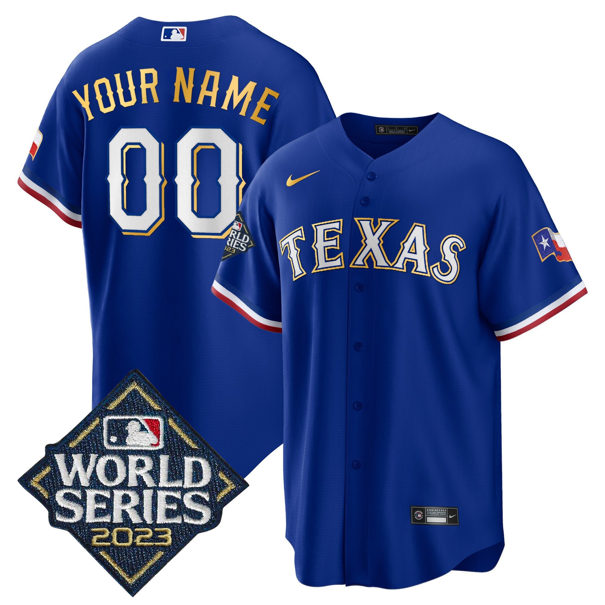 Texas 2023 World Series Cool Base Gold Trim Custom Jersey