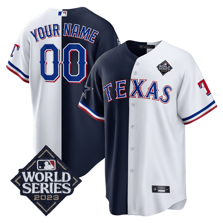 Split Rangers – 2023 World Series Patch Cool Base Custom Jersey