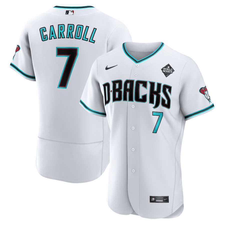 Corbin Carroll Arizona 2023 World Series Patch Jersey – White