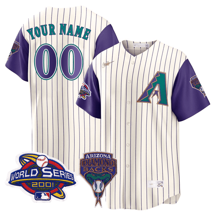 Arizona 2001 World Series Patch Throwback Custom Jersey