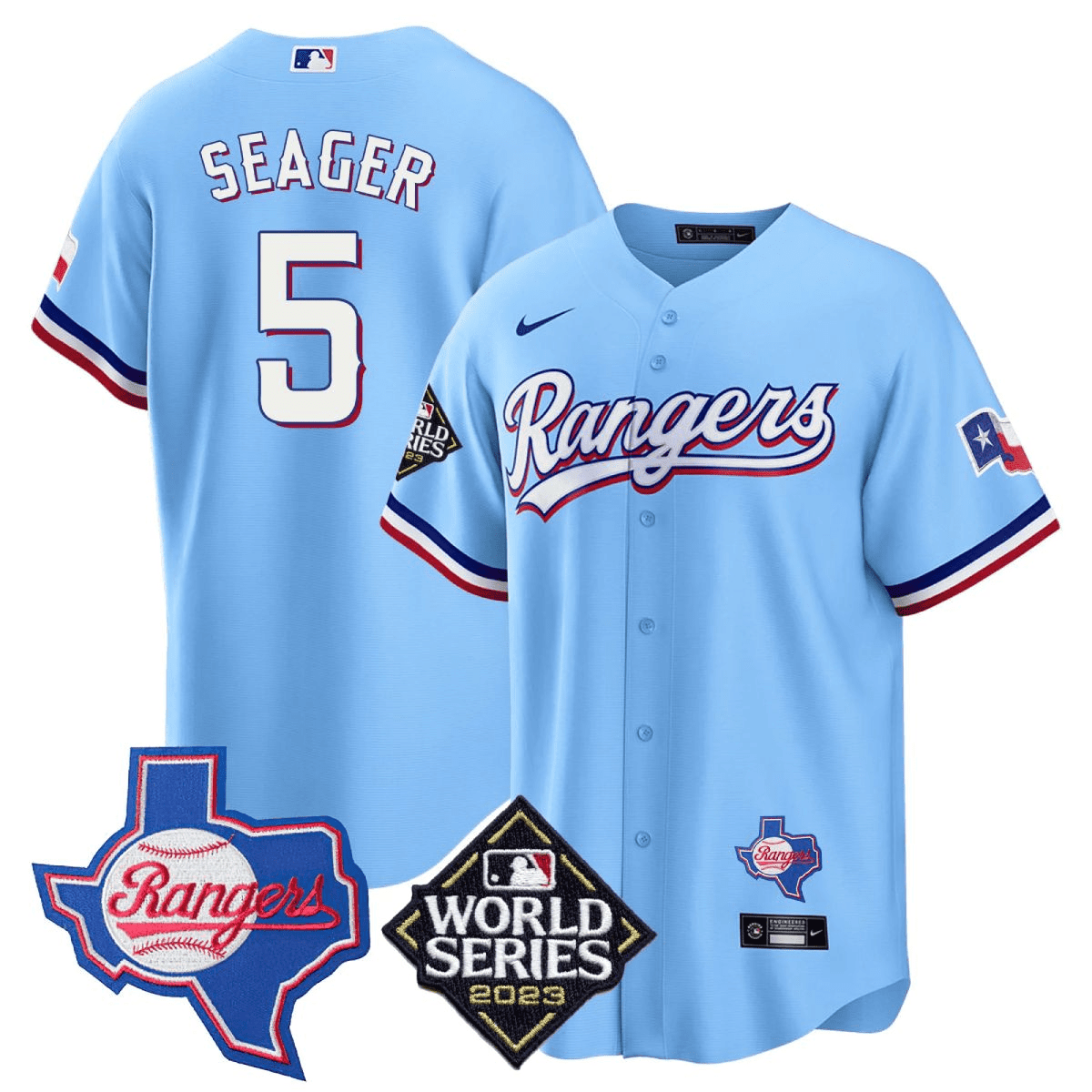 Men’s Texas 2023 World Series & Texas State Patch Cool Base Gold Jersey V2
