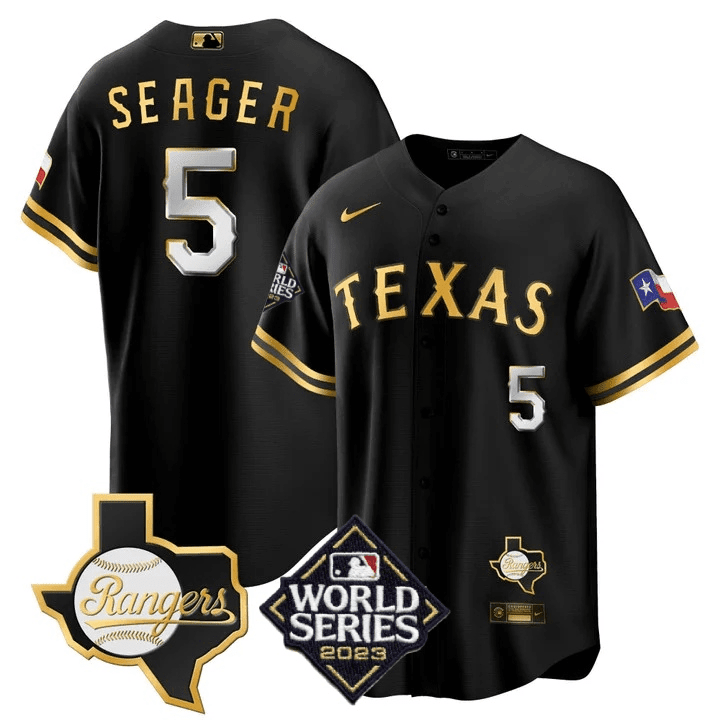 Men’s Texas 2023 World Series & Texas State Patch Cool Base Gold Jersey V2