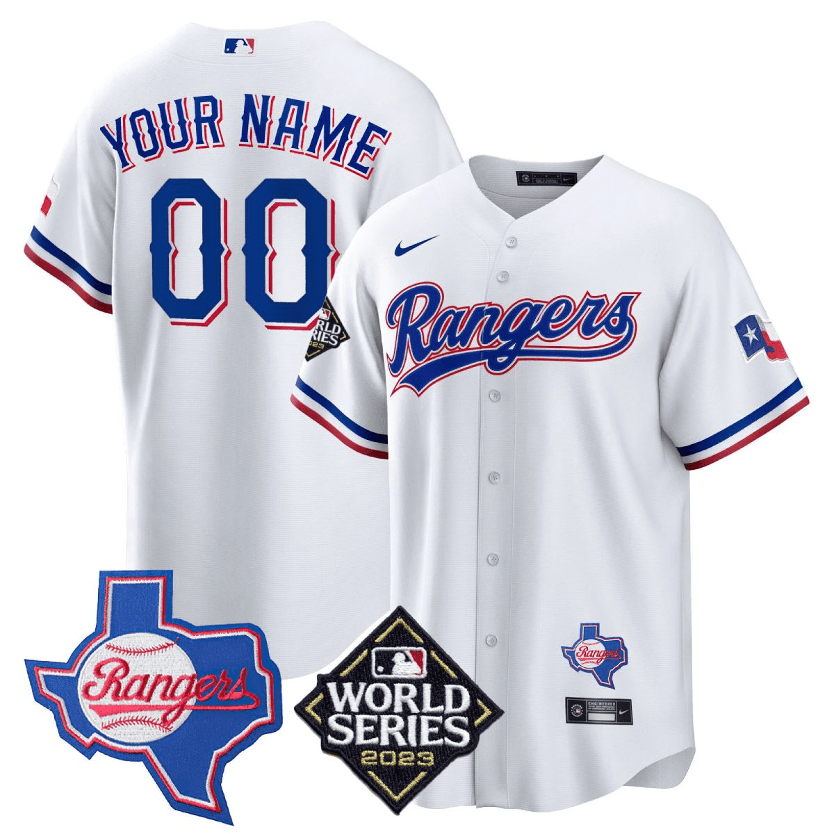 Texas 2023 World Series & Texas State Patch Gold Custom Jersey V2