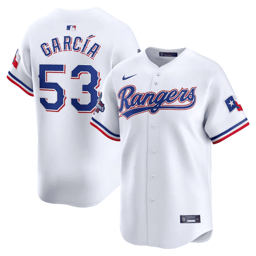 Adolis Garcia Texas Home 2023 World Series Champions Limited Jersey – White