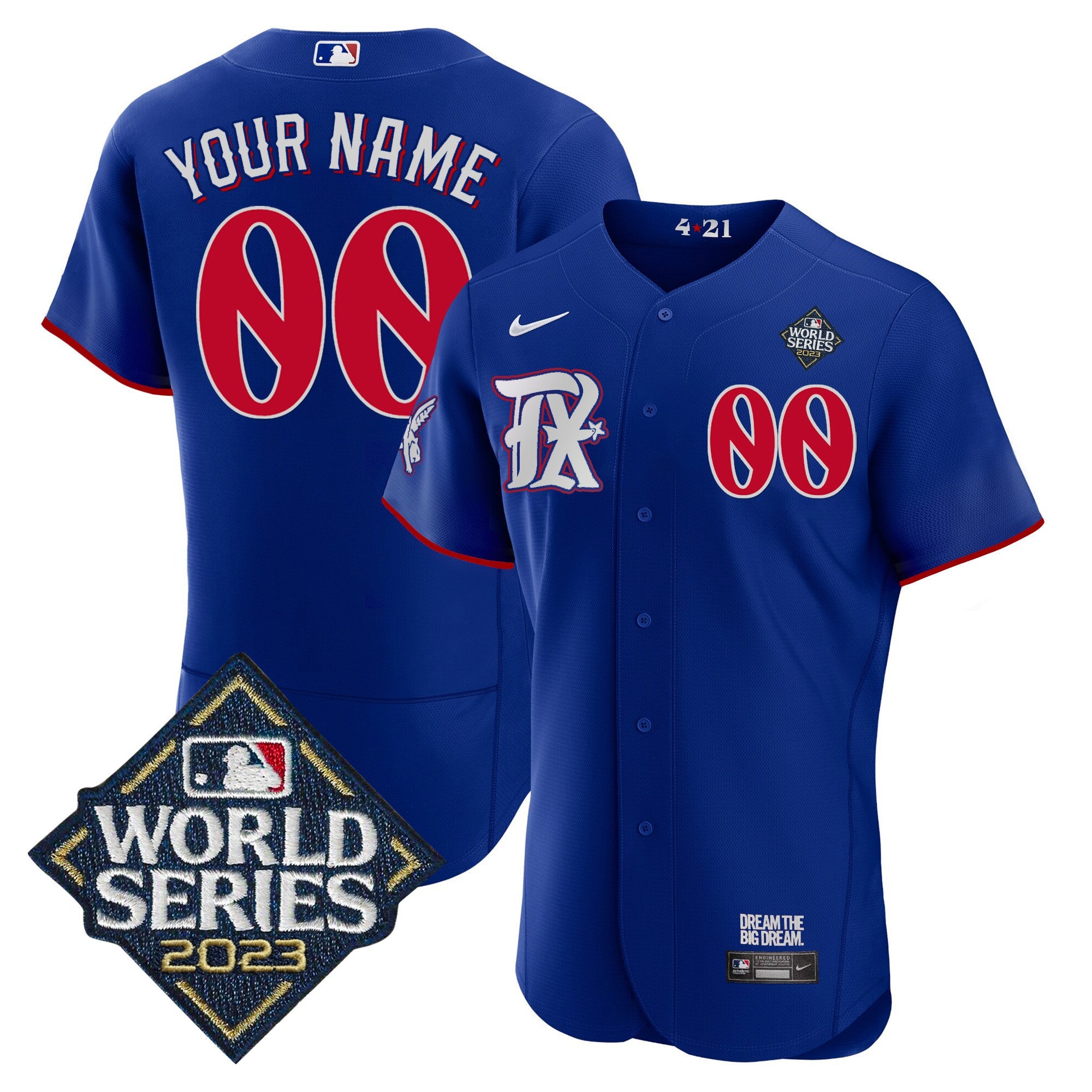 Texas 2023 World Series City Connect Flex Base Custom Jersey