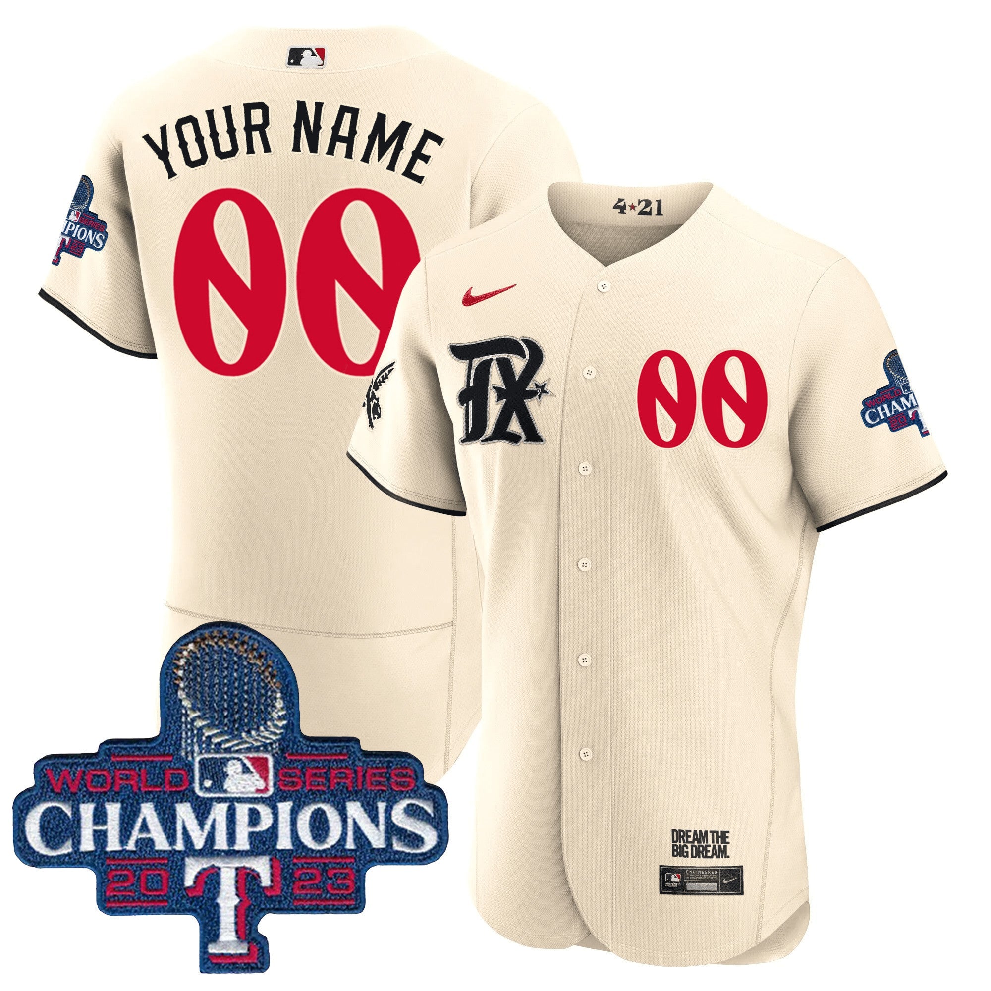 Texas 2023 World Series Champions City Connect Flex Base Custom Jersey
