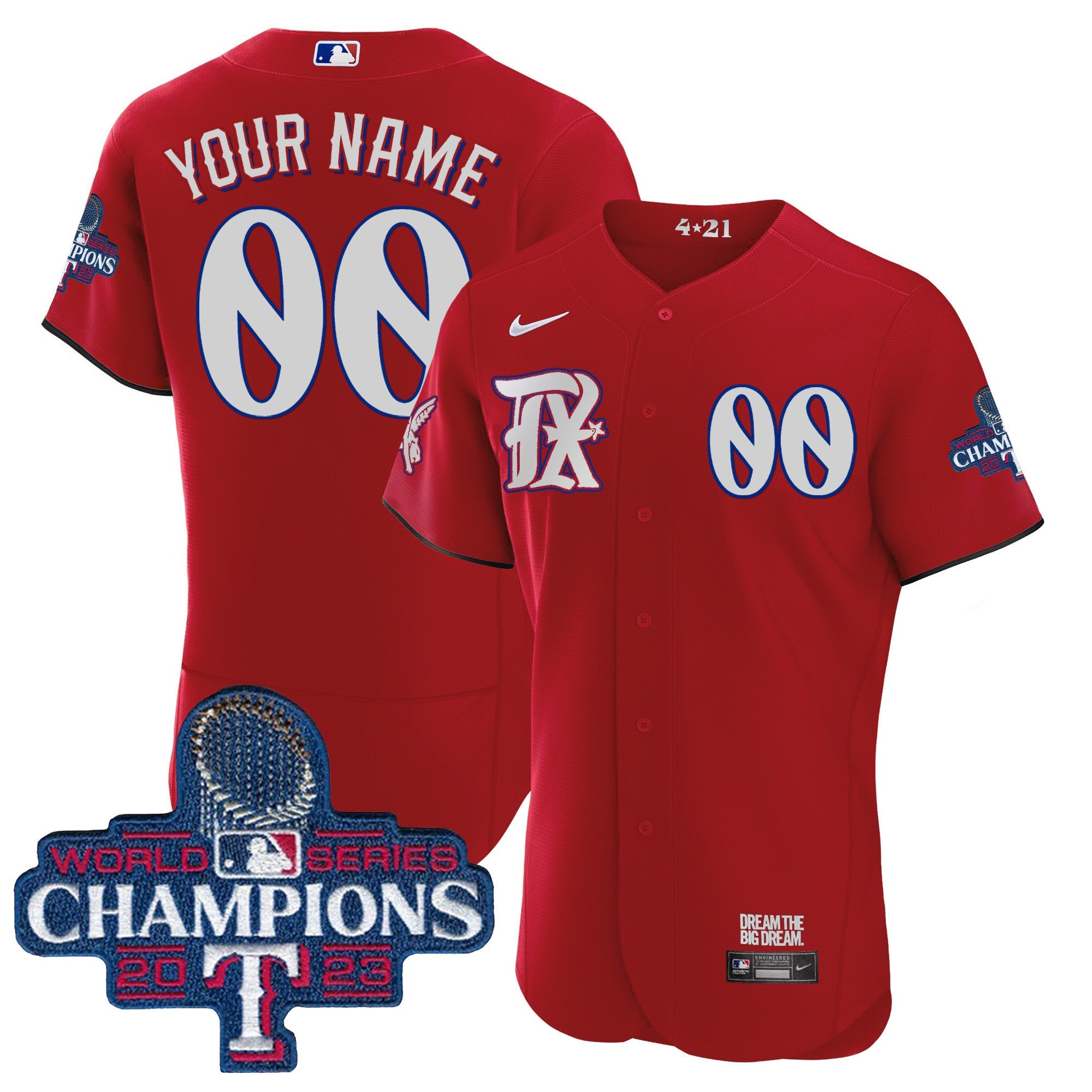 Texas 2023 World Series Champions City Connect Flex Base Custom Jersey