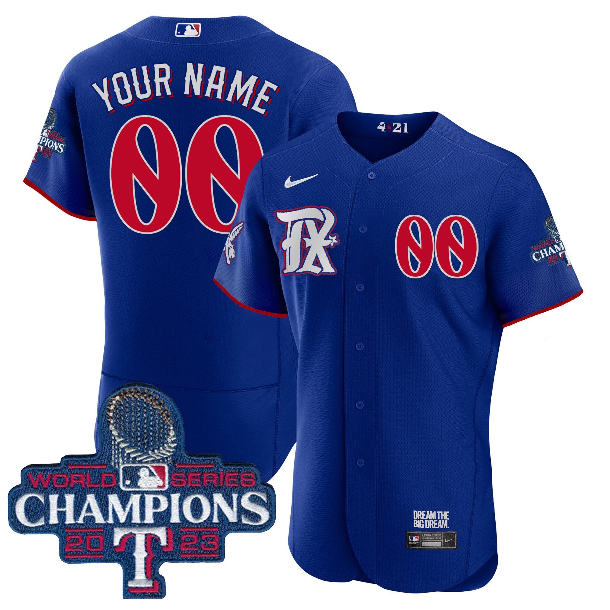 Texas 2023 World Series Champions City Connect Flex Base Custom Jersey
