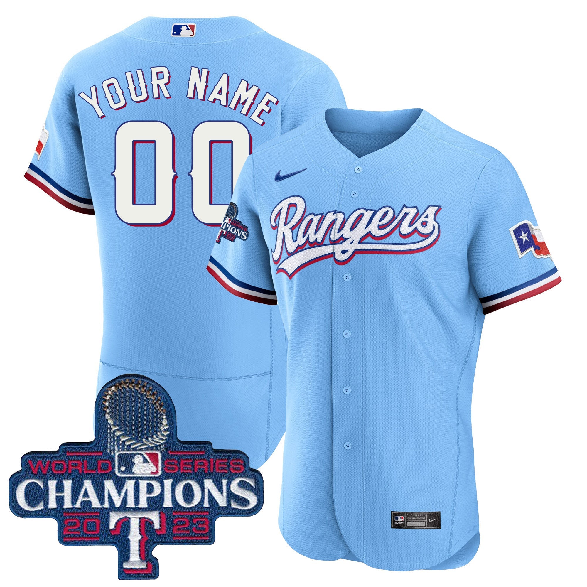 Texas 2023 World Series Champions Flex Base Custom Jersey V3