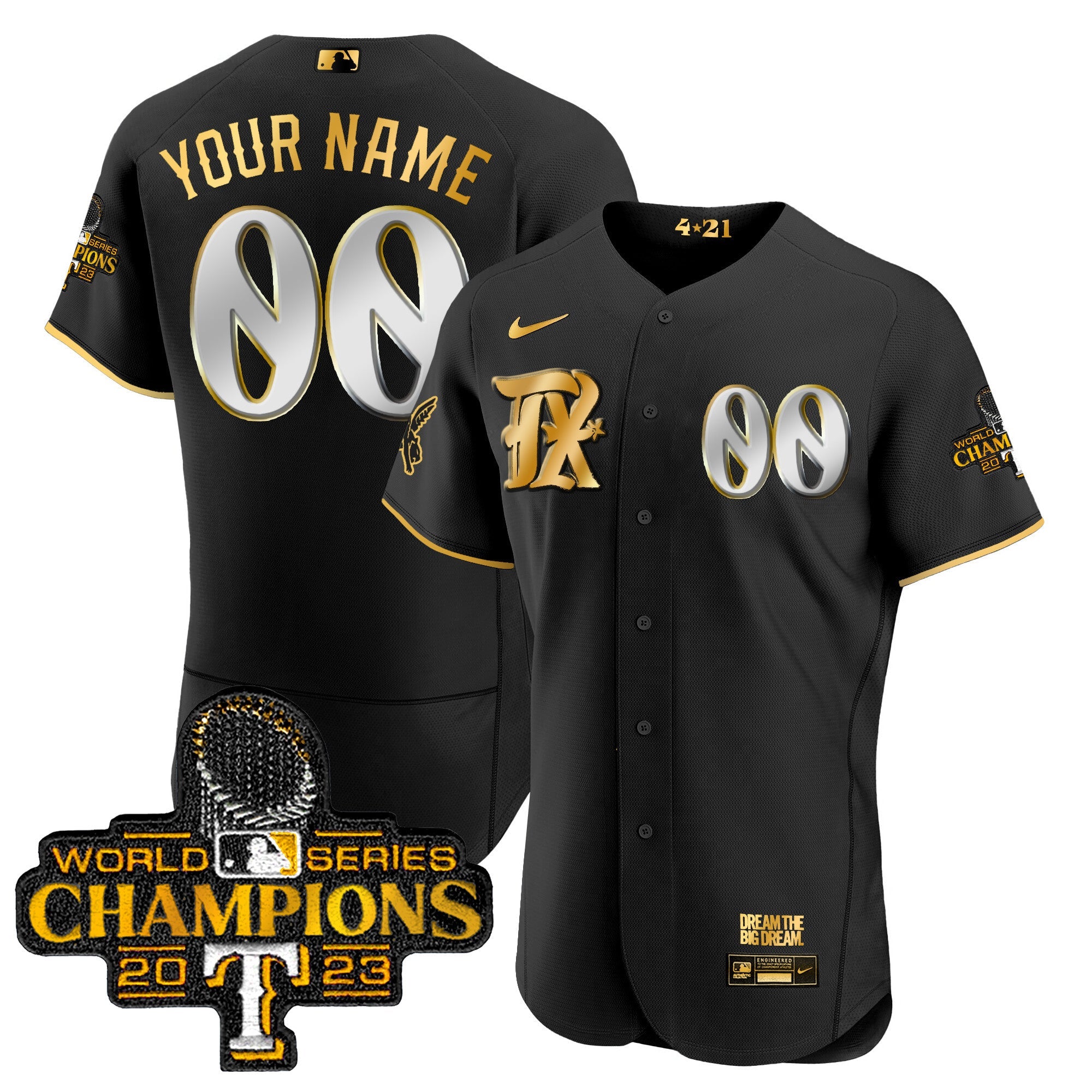 Texas 2023 World Series Champions City Connect Flex Gold Custom Jersey