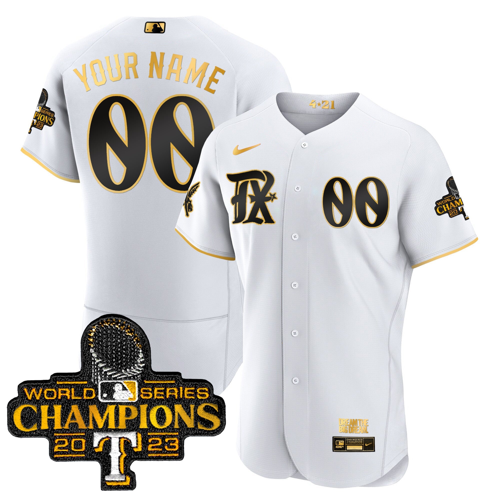 Texas 2023 World Series Champions City Connect Flex Gold Custom Jersey