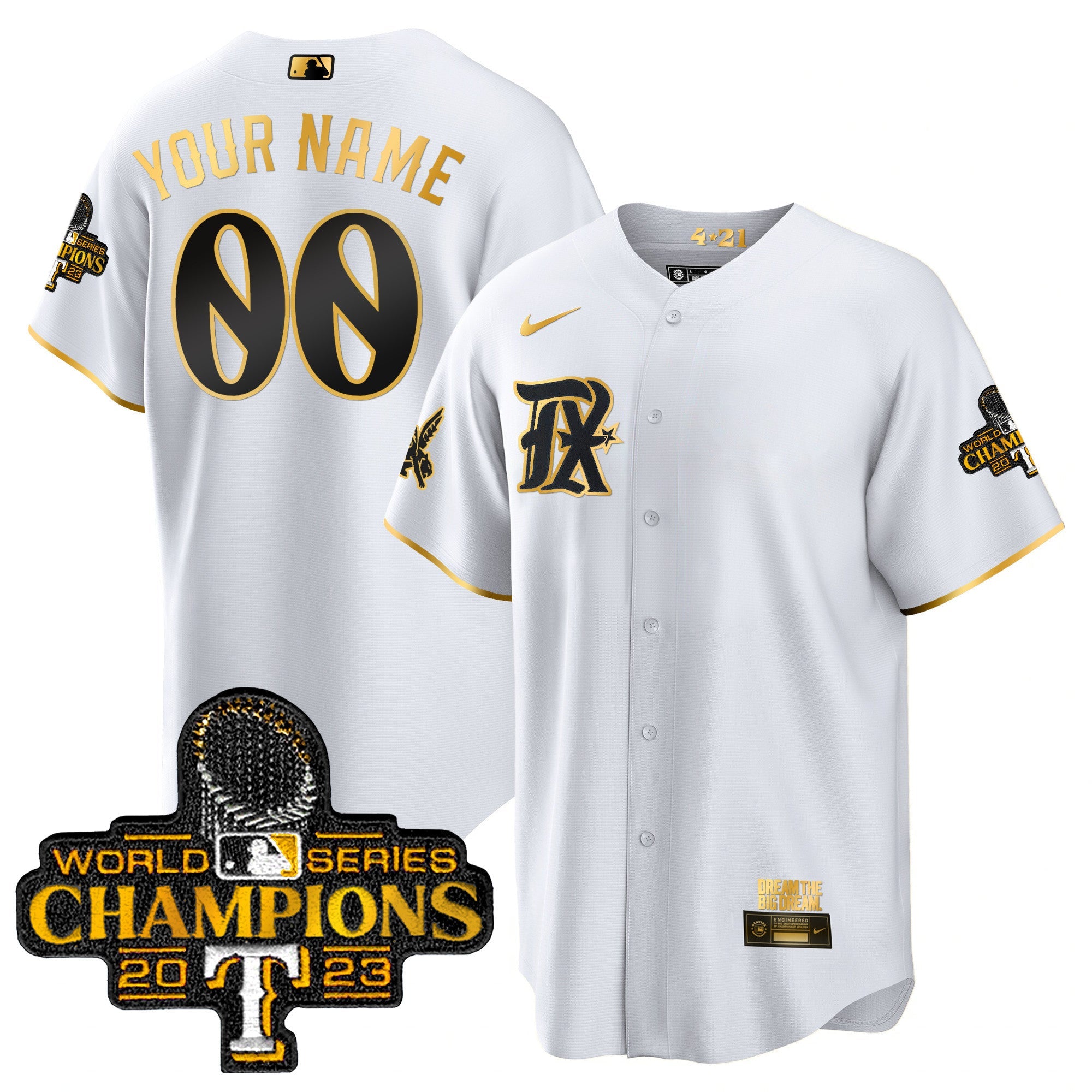 Texas 2023 World Series Champions City Connect Cool Gold Custom Jersey