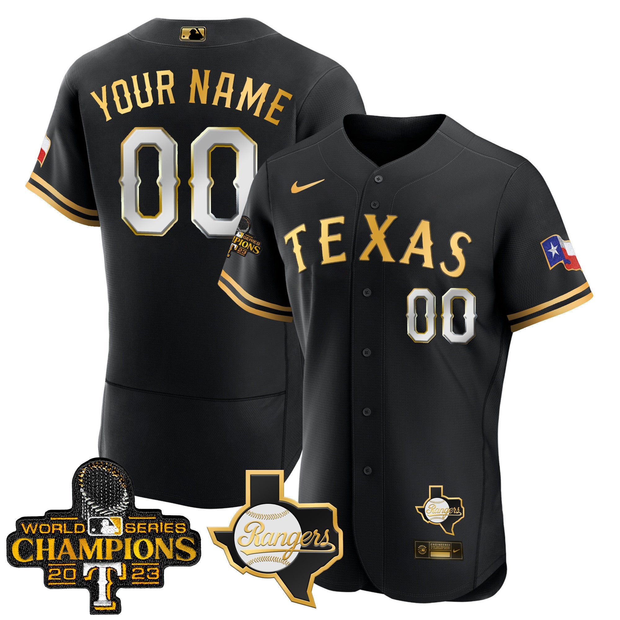 Texas 2023 World Series Champions Flex Base Custom Jersey V2
