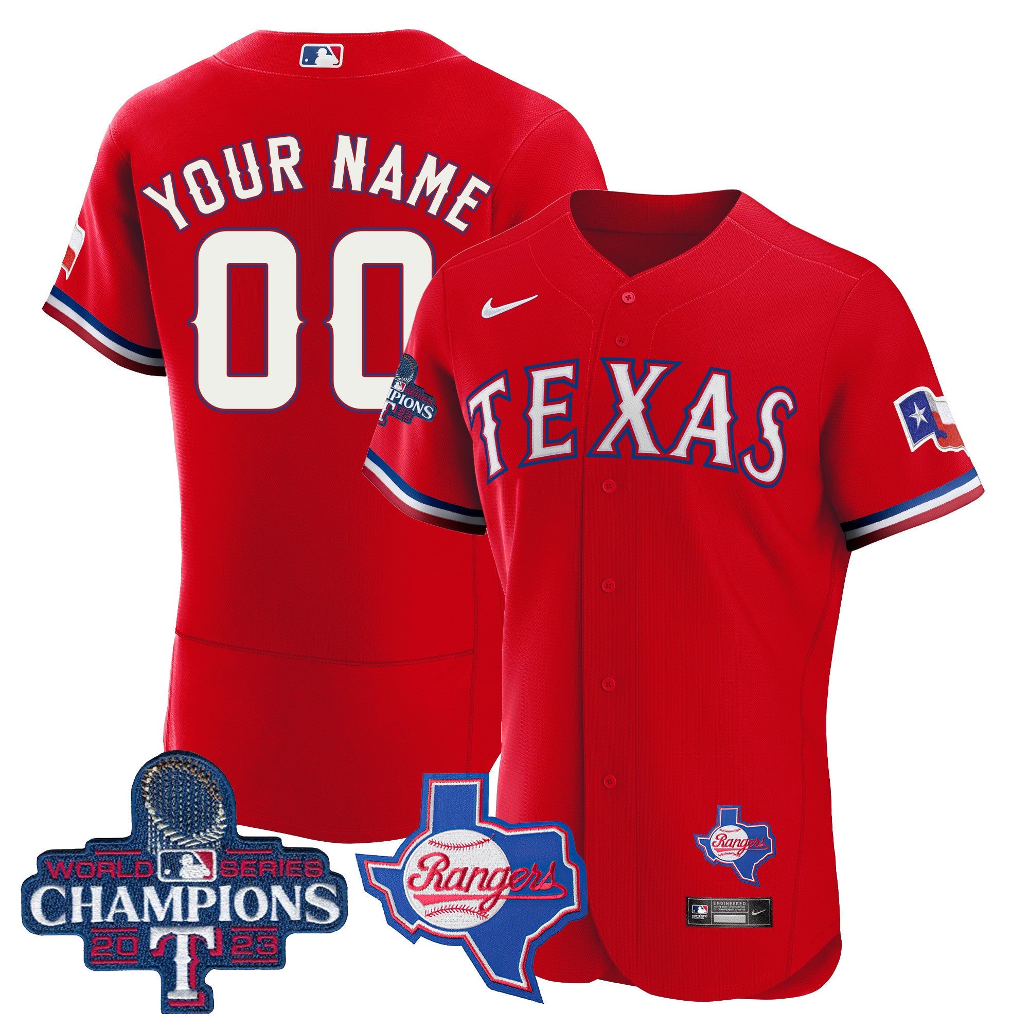 Texas 2023 World Series Champions Flex Base Custom Jersey V2
