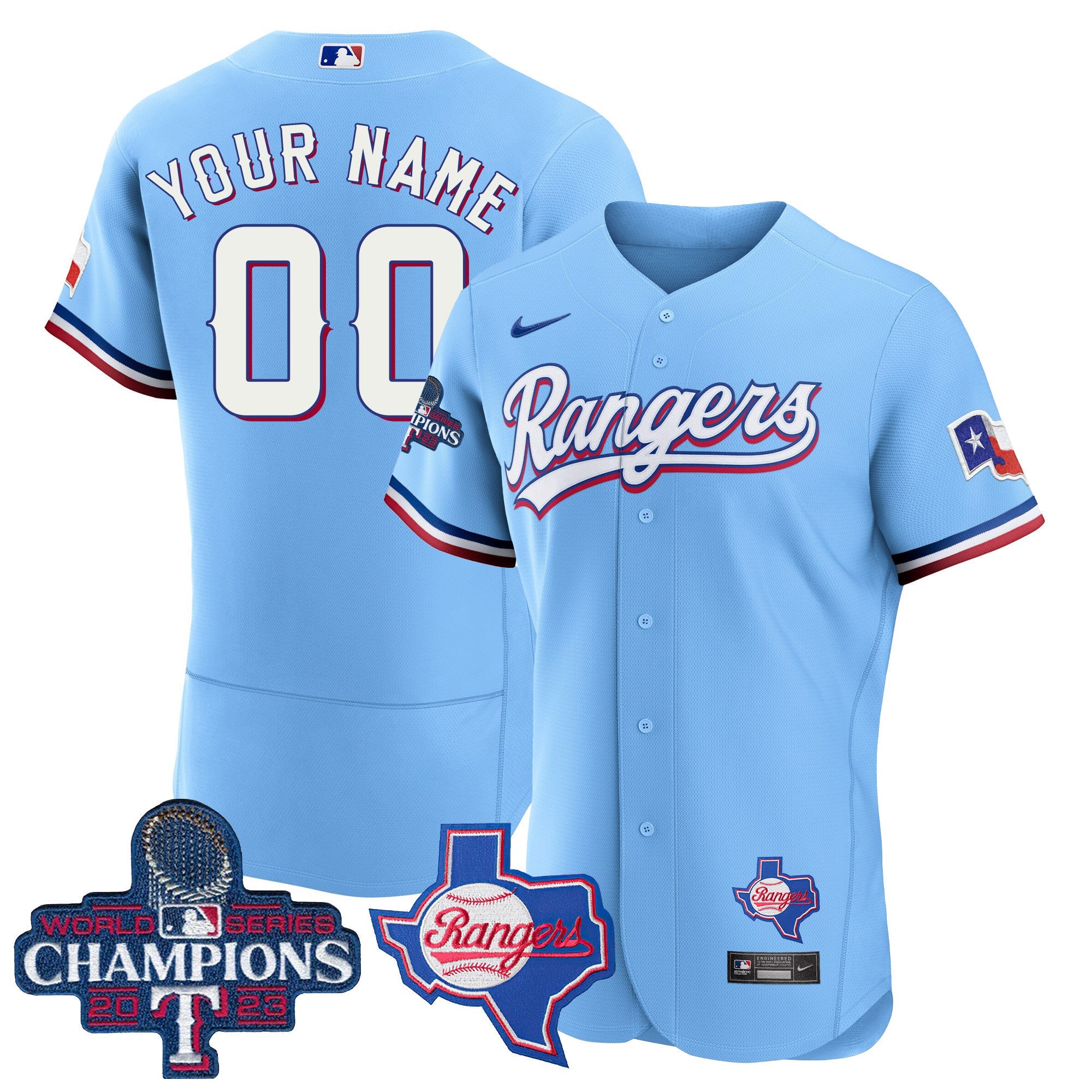 Texas 2023 World Series Champions Flex Base Custom Jersey V2