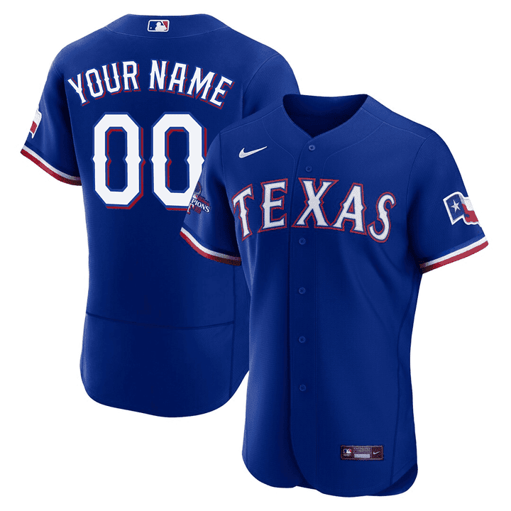 Texas 2023 World Series Champions Patch Royal Blue Custom Jersey