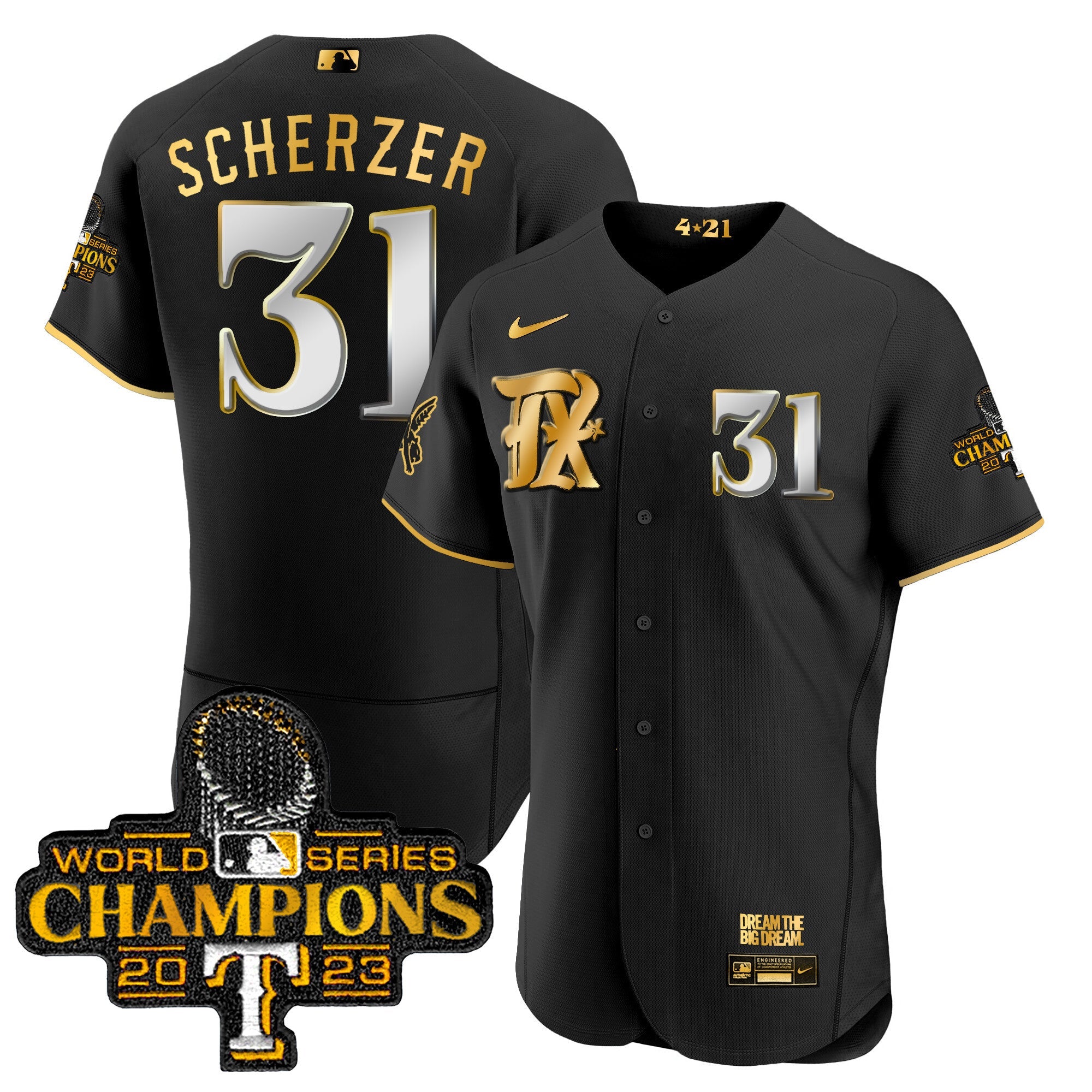 Men’s Texas 2023 World Series Champions City Connect Flex Gold Jersey