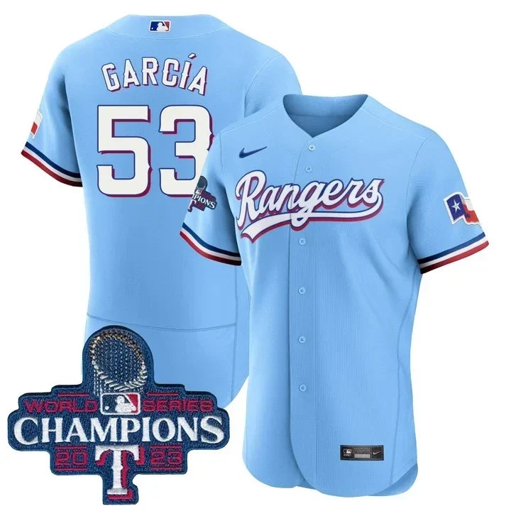 Adolis Garcia Texas World Series Champions Powder Blue Jersey 2023