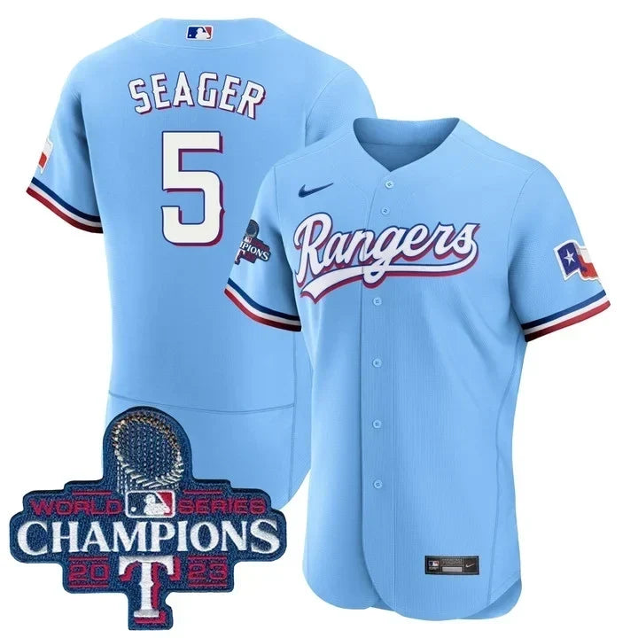 Corey Seager Texas 2023 World Series Champions Baby Blue Jersey