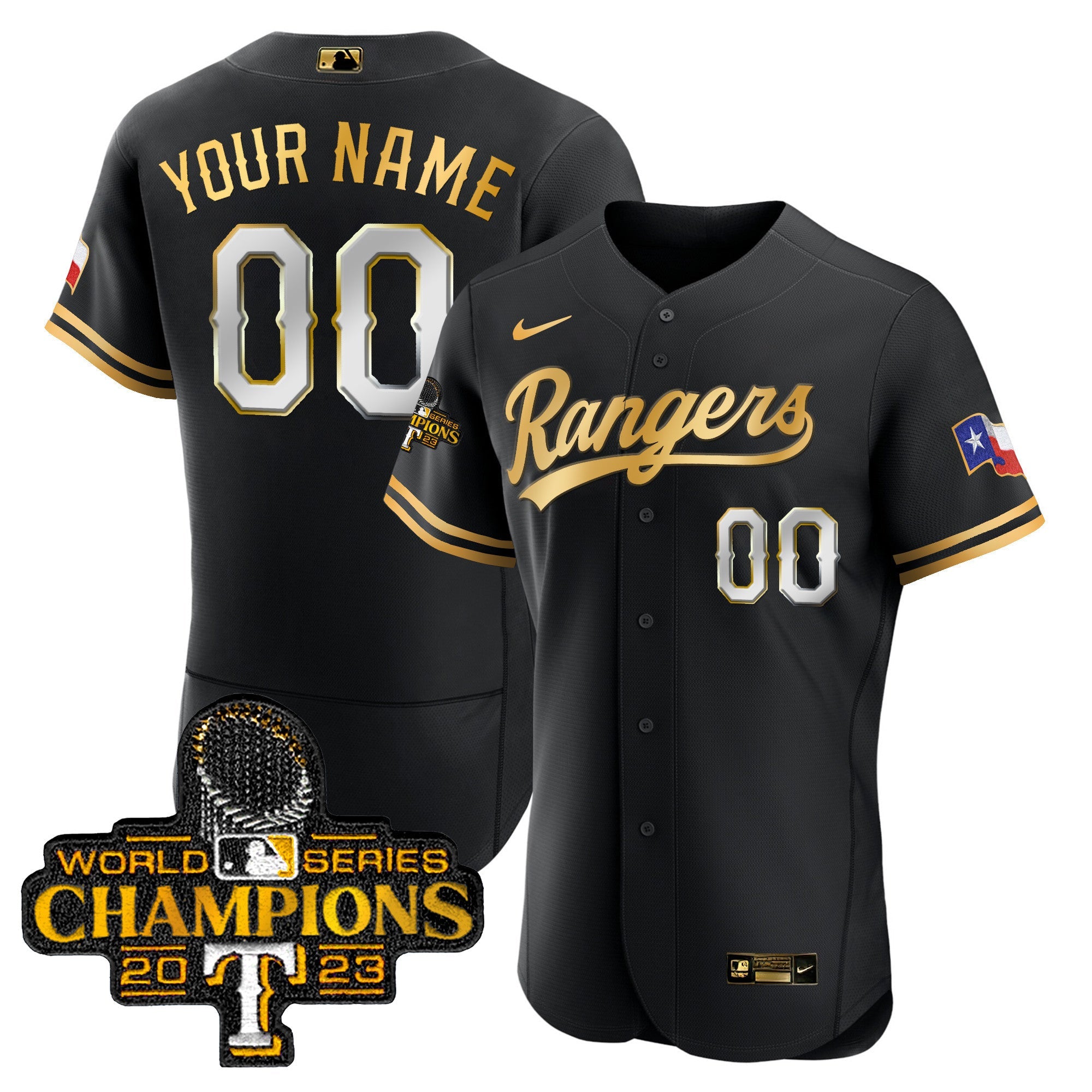 Texas 2023 World Series Champions Flex Base Custom Jersey V3
