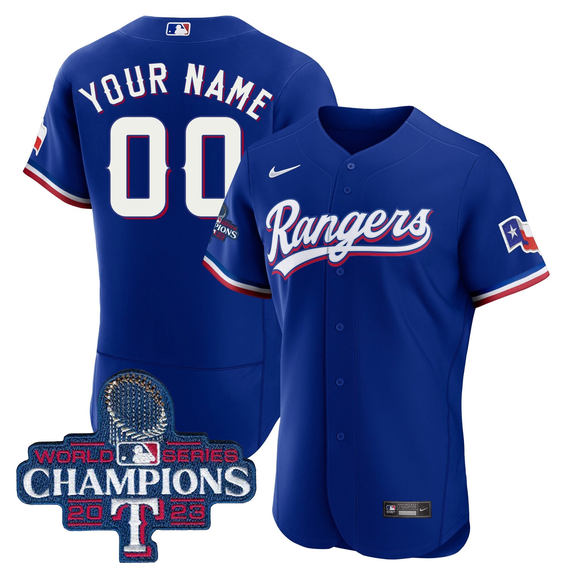 Texas 2023 World Series Champions Flex Base Custom Jersey V3