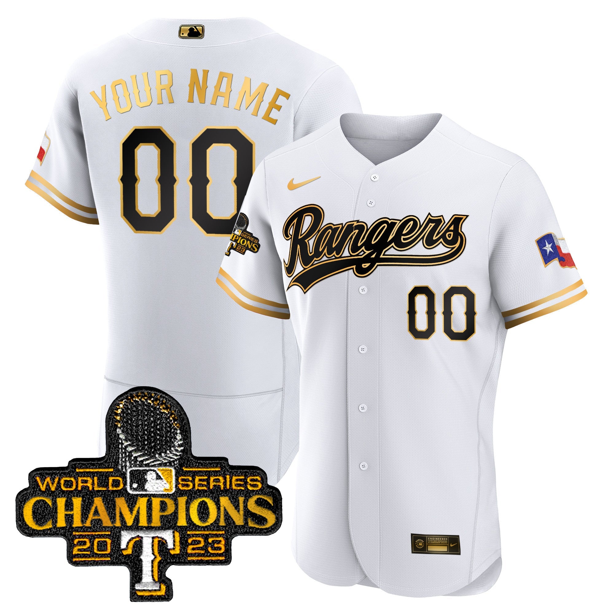 Texas 2023 World Series Champions Flex Base Custom Jersey V3
