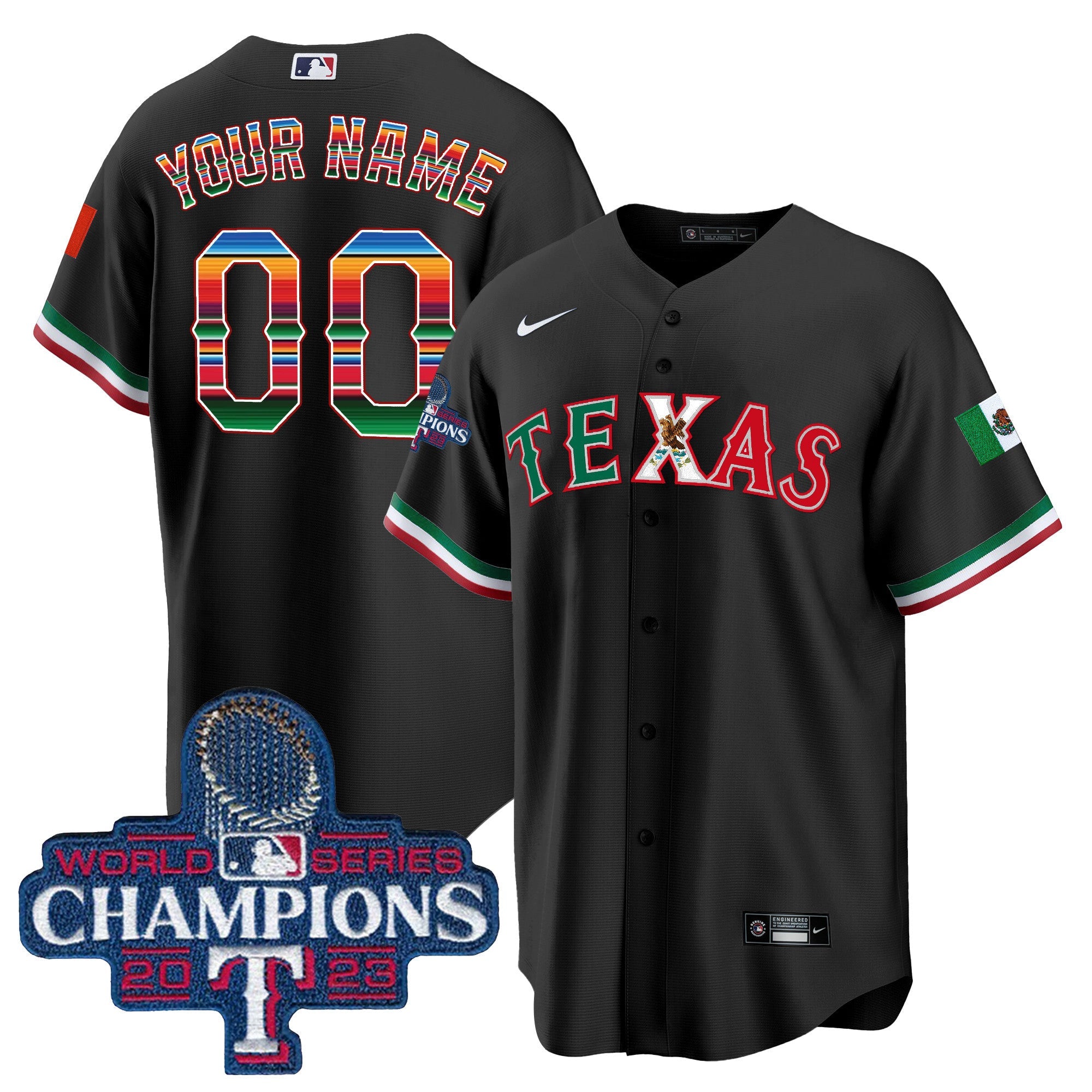 Texas Mexico 2023 World Series Champions Baseball Custom Jersey V2