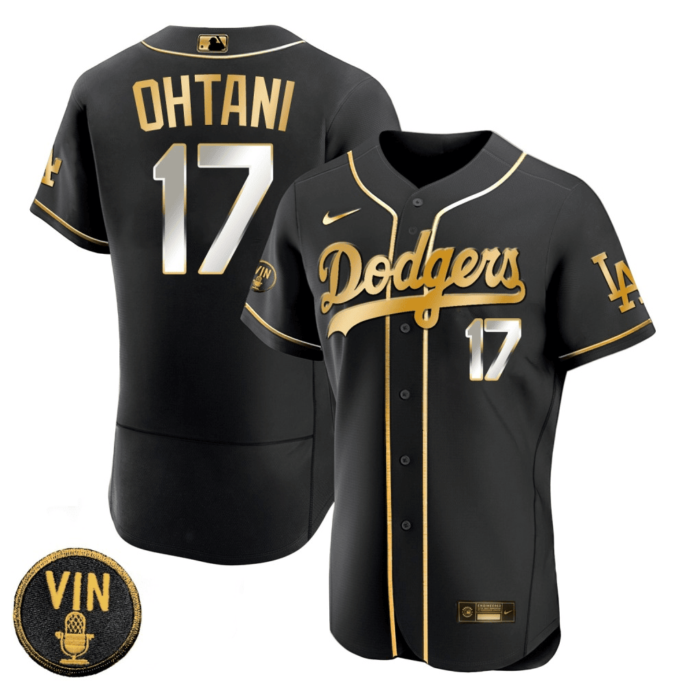 Men’s Shohei Ohtani Black Limited Vin Scully Patch Jersey