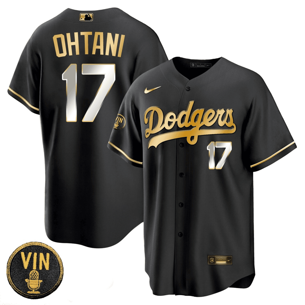 Men’s Shohei Ohtani Black Limited Vin Scully Patch Jersey